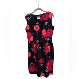Laura Ashley Ireland Cotton Black Floral Dress